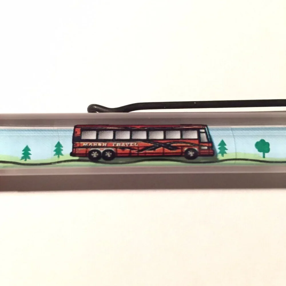BJ Marsh Travel Agency Floaty Pen Tourism Advertising Promo Red Bus Moves